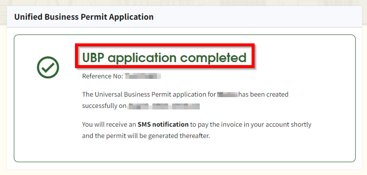 UBP application completion