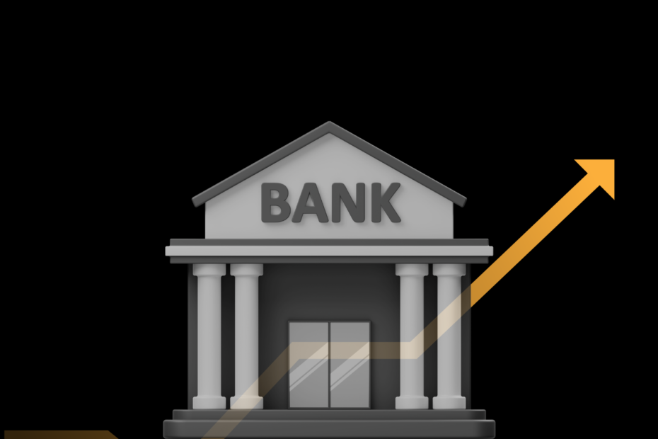 A graphic image featuring a bank icon and a growth chart as used in an article about Banks in Kenya