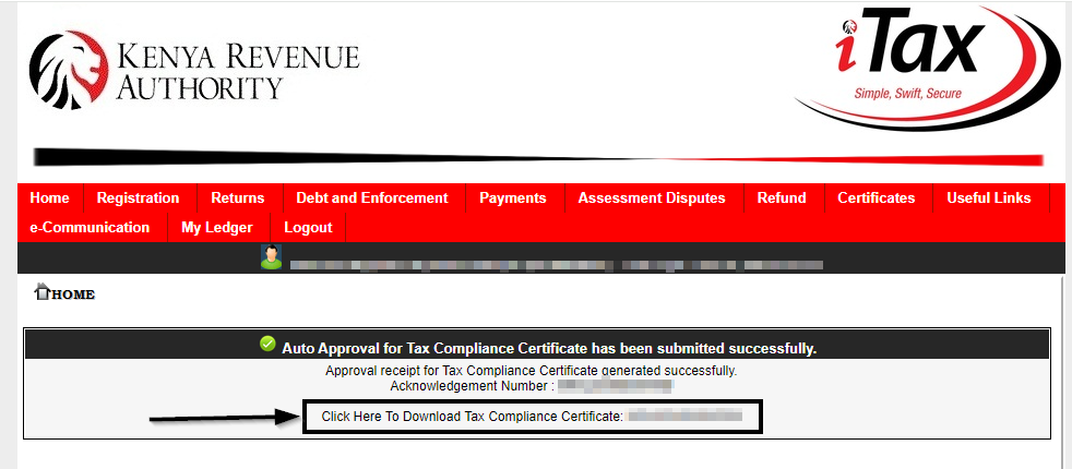 Download the tax compliance certificate