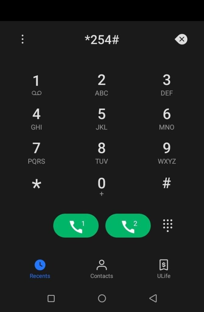 A screenshot of a smartphone user interface with digits *254# dialed in as used in an article on how to apply for the hustler fund loan in Kenya