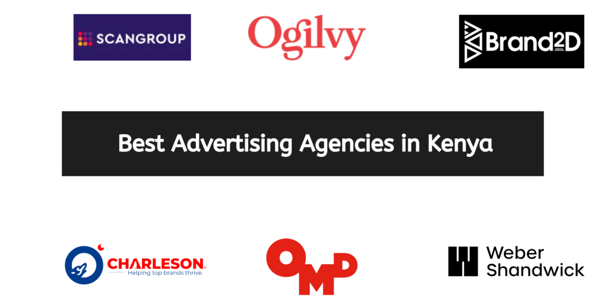 An image containing logos of various marketing agencies in Kenya along with the text "Best Advertising Agencies in Kenya."