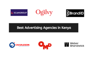 An image containing logos of various marketing agencies in Kenya along with the text "Best Advertising Agencies in Kenya."