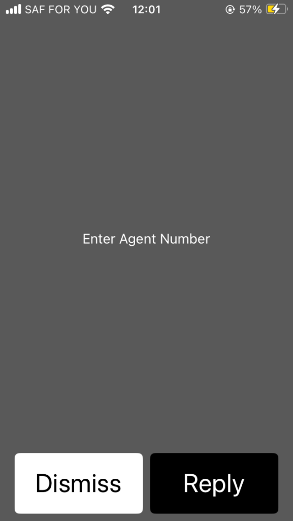 Screenshot of enter Agent number