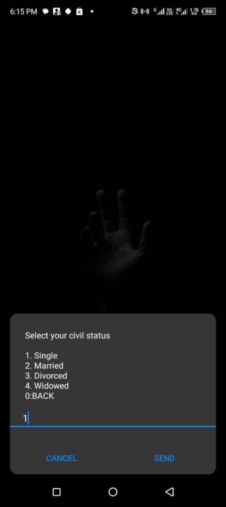 Select your civil status