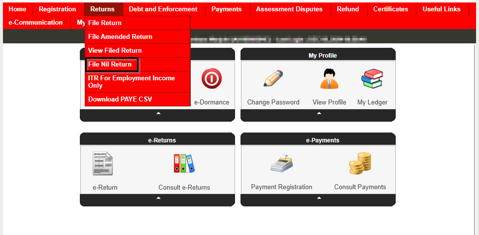 Select file nil return from the drop down menu