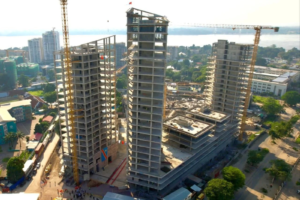 The Kinshasa Financial Centre commercial building under construction in the Gombe neighbourhood of Kinshasa in DRC