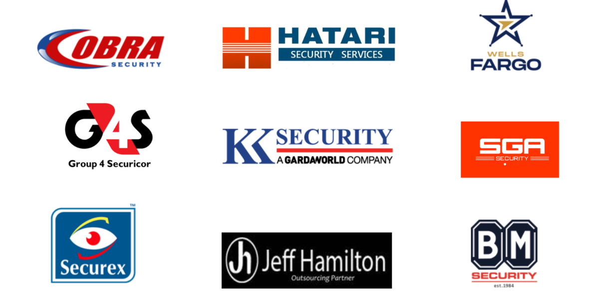 A collage of logos of popular security companies in Kenya as used in an article on the same topic