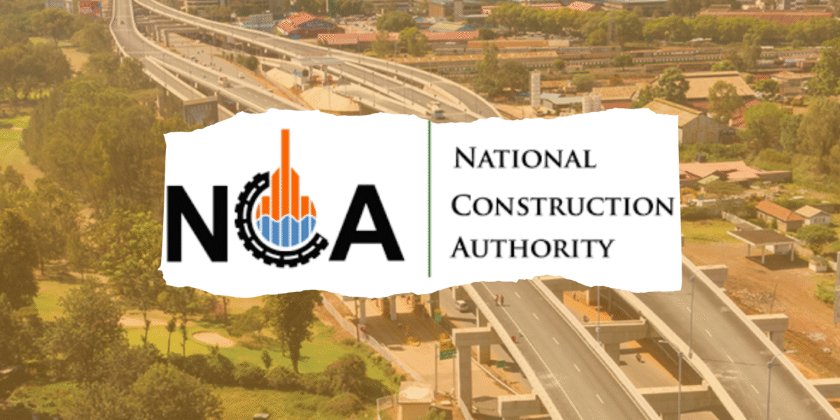 NCA Contractor Registration Tutorial Featured Image with NCA Logo and the Nairobi Expressway in a yellow-hazed semi-transparent background