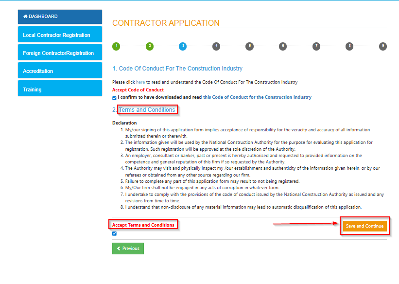 Step 10: Accept the Terms and Conditions