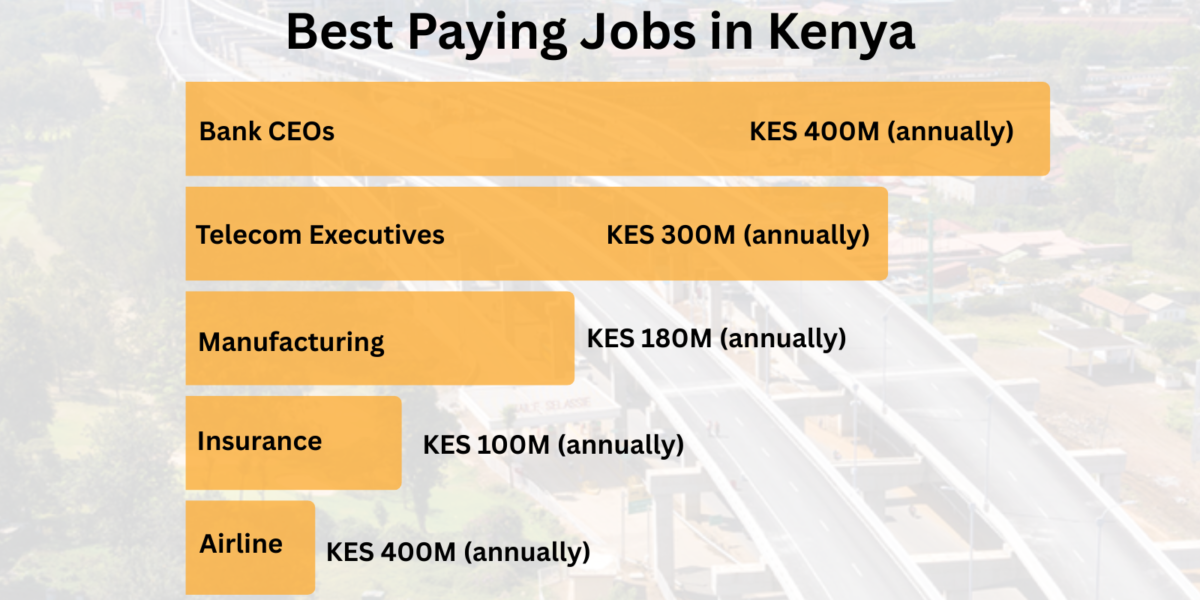 A chart showcasing some of the best paying jobs in Kenya